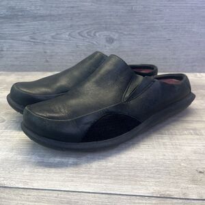 Merrell Quest Womens Slide Mule Slip On Shoes Black Leather Moc Toe Sz 7 M